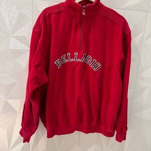 BELLAGIO Y2K Fleece Red 1/4 Quarter Zip Sweatshirt  Unisex Women’s Men’s XL Soft